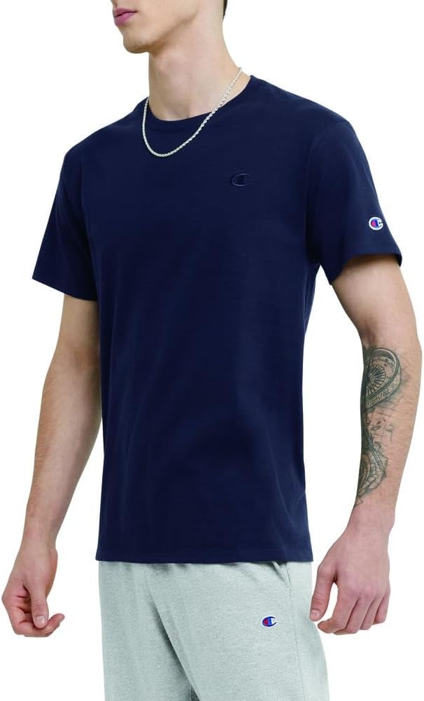 image:imageChampion Mens Classic Short Sleeve TShirt Standard Fit Midweight 100 Cotton Available in Regular and Big amp TallNavy