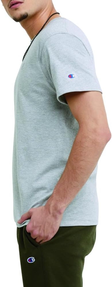 image:imageChampion Mens Classic Short Sleeve TShirt Standard Fit Midweight 100 Cotton Available in Regular and Big amp TallPlatinum Silver Heather
