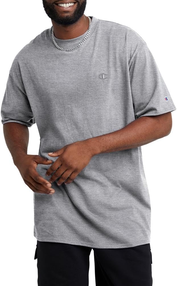 image:imageChampion Mens Classic Short Sleeve TShirt Standard Fit Midweight 100 Cotton Available in Regular and Big amp TallPlatinum Silver Heather