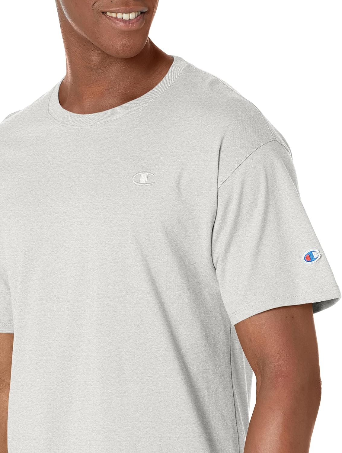 image:imageChampion Mens Classic Short Sleeve TShirt Standard Fit Midweight 100 Cotton Available in Regular and Big amp TallPlatinum Silver Heather