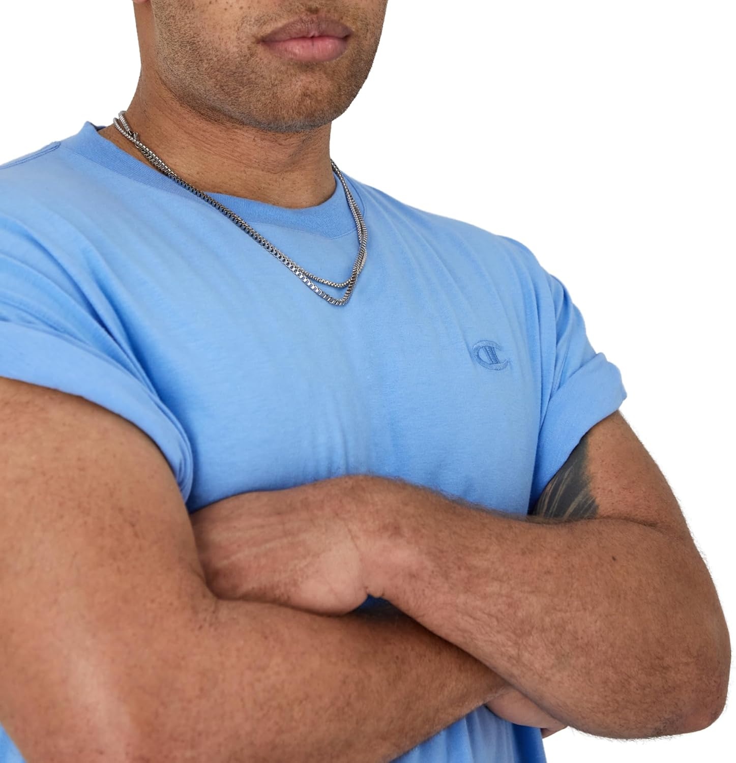 image:imageChampion Mens Classic Short Sleeve TShirt Standard Fit Midweight 100 Cotton Available in Regular and Big amp TallSwiss Blue