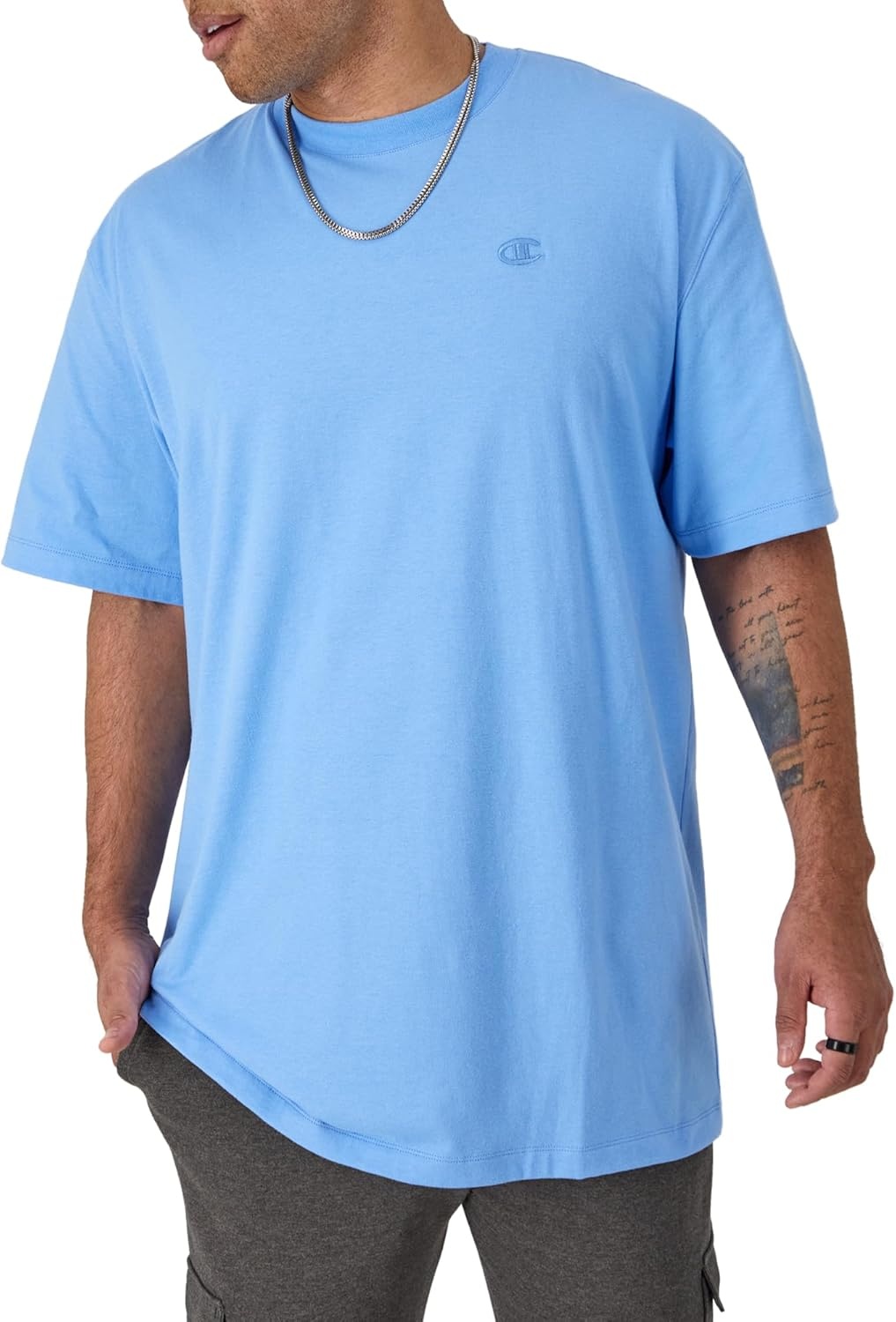 image:imageChampion Mens Classic Short Sleeve TShirt Standard Fit Midweight 100 Cotton Available in Regular and Big amp TallSwiss Blue