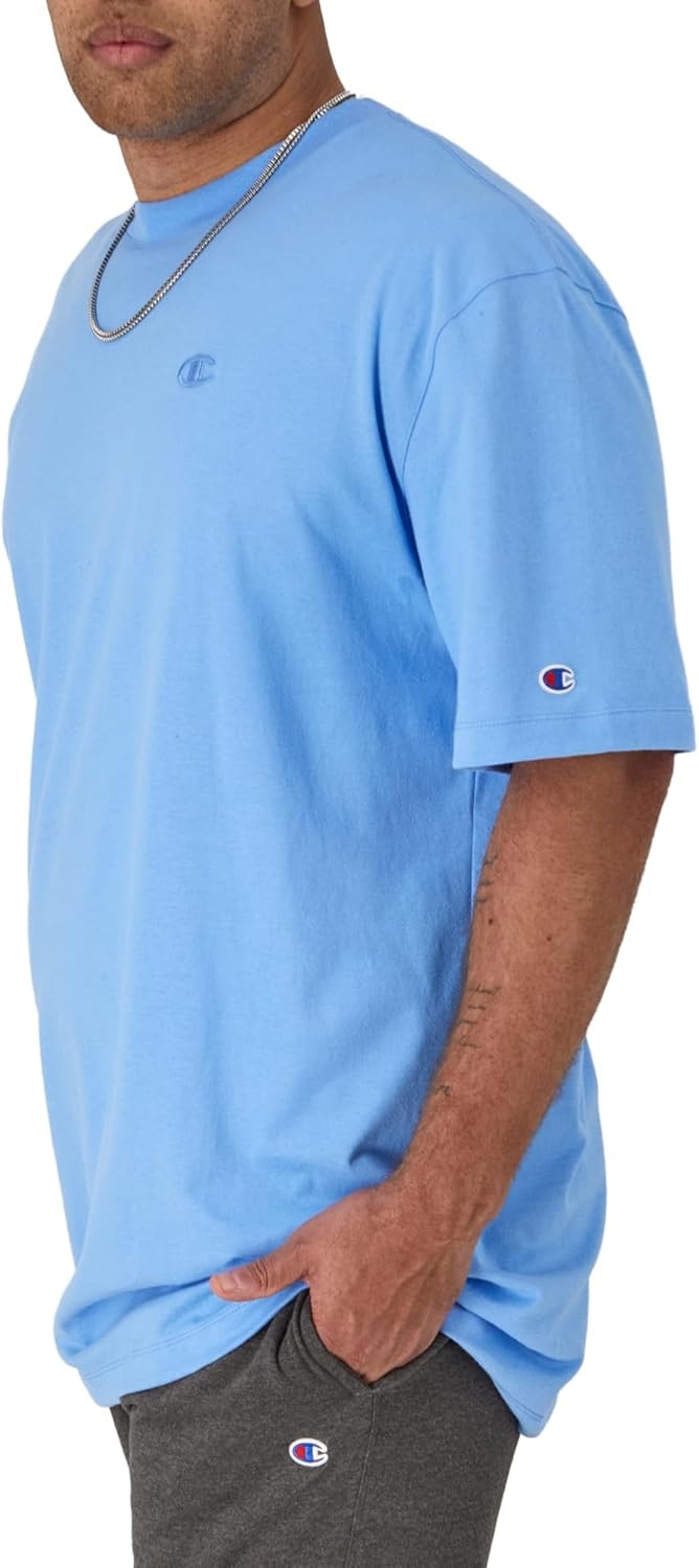 image:imageChampion Mens Classic Short Sleeve TShirt Standard Fit Midweight 100 Cotton Available in Regular and Big amp TallSwiss Blue