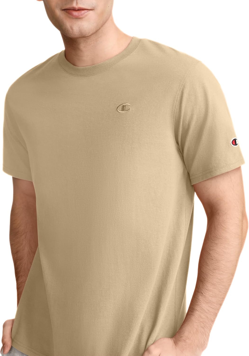 image:imageChampion Mens Classic Short Sleeve TShirt Standard Fit Midweight 100 Cotton Available in Regular and Big amp TallWestern Khaki