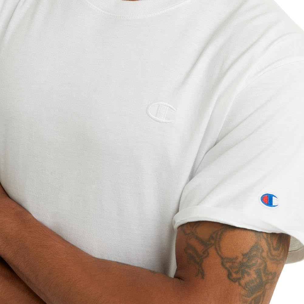 image:imageChampion Mens Classic Short Sleeve TShirt Standard Fit Midweight 100 Cotton Available in Regular and Big amp TallWhite C Logo
