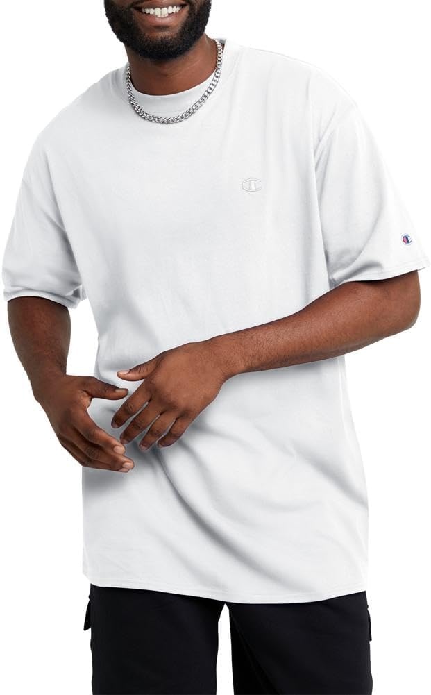 image:imageChampion Mens Classic Short Sleeve TShirt Standard Fit Midweight 100 Cotton Available in Regular and Big amp TallWhite C Logo