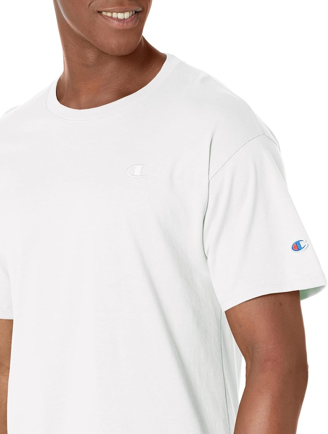 image:imageChampion Mens Classic Short Sleeve TShirt Standard Fit Midweight 100 Cotton Available in Regular and Big amp TallWhite C Logo