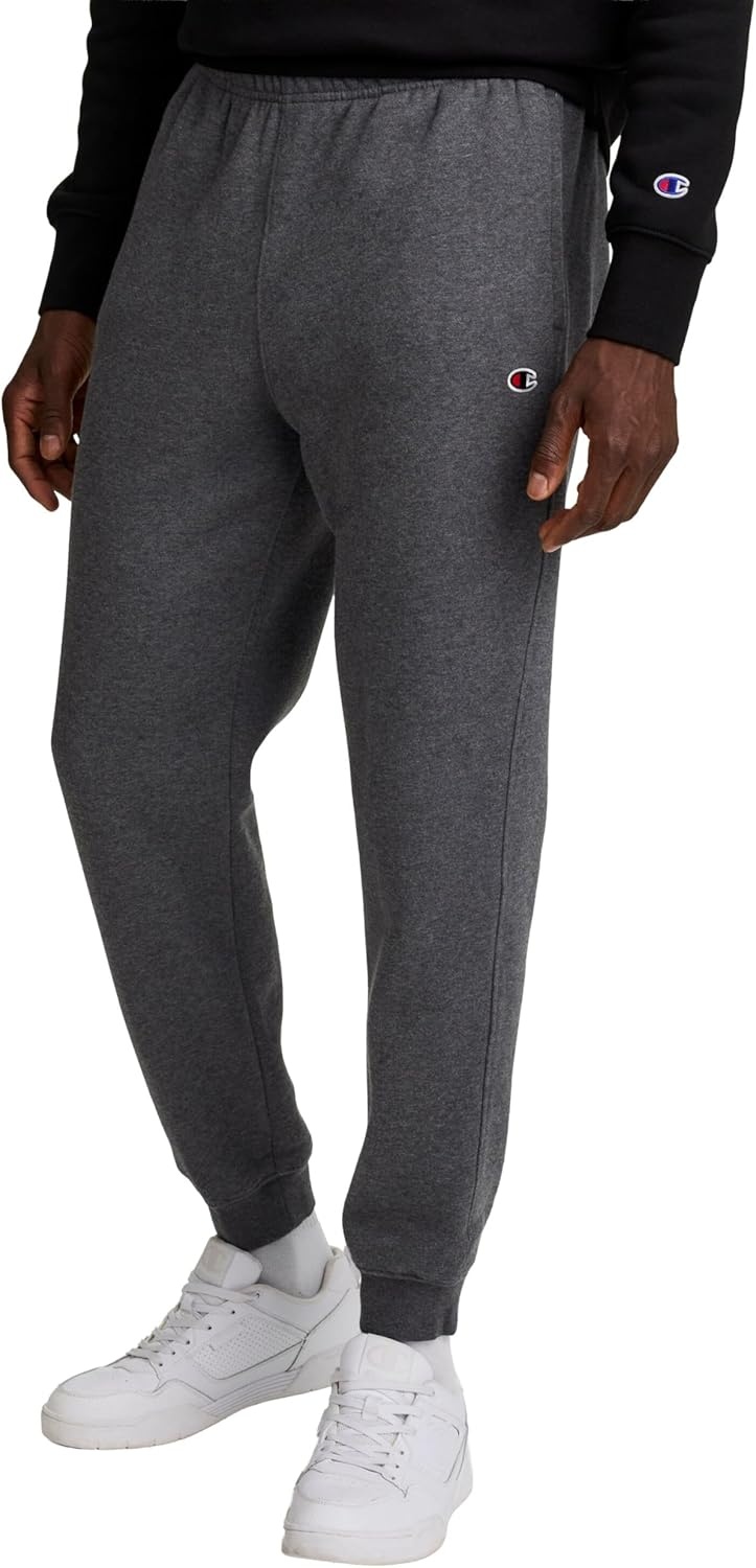 image:imageChampion Mens Fleece Joggers Sweatpants Standard Fit Midweight Fleece Available in Regular and Big amp TallGranite Heather C Patch Logo