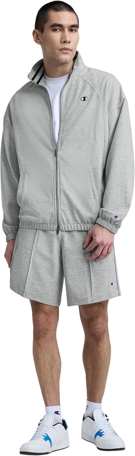 image:imageChampion Mens Gameday Fullzip Mock Neck Track Jacket Standard Fit Polyester BlendOxford Gray Heather