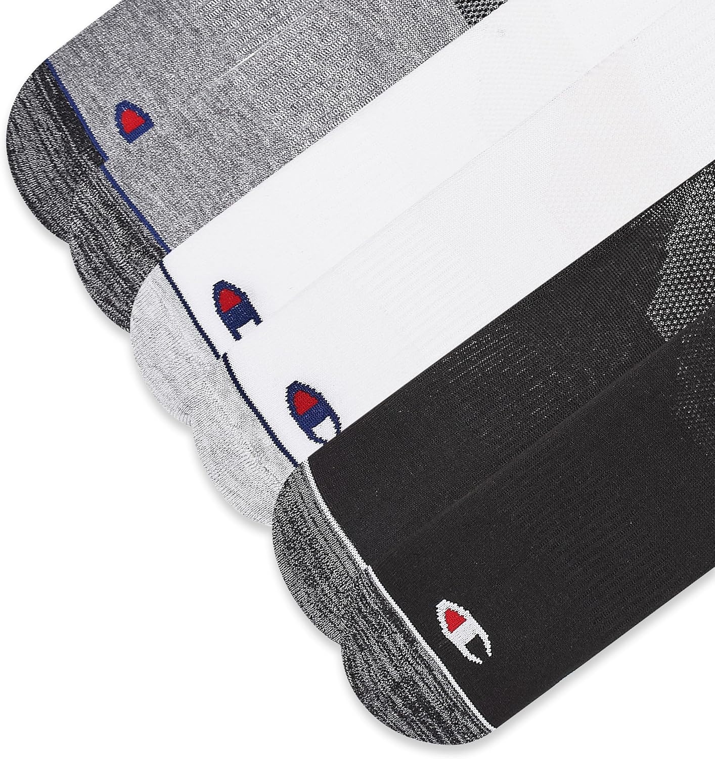 image:imageChampion Mens High Quarter Socks 6pack Moisturewicking Athletic Socks With Cushioning amp Arch Support Size 612Black Assorted HeelToe