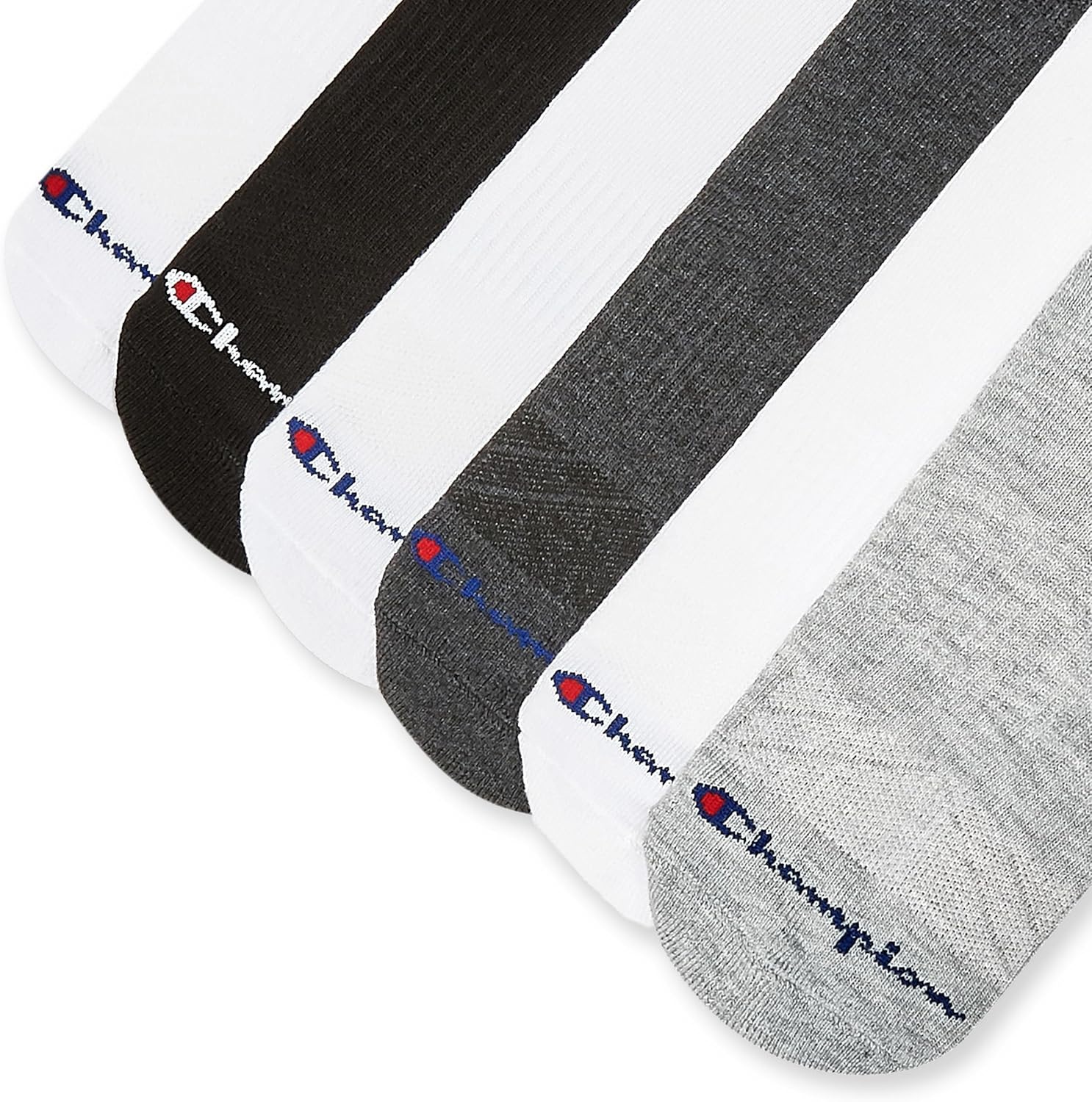 image:imageChampion Mens High Quarter Socks 6pack Moisturewicking Athletic Socks With Cushioning amp Arch Support Size 612Multi White Grey Black