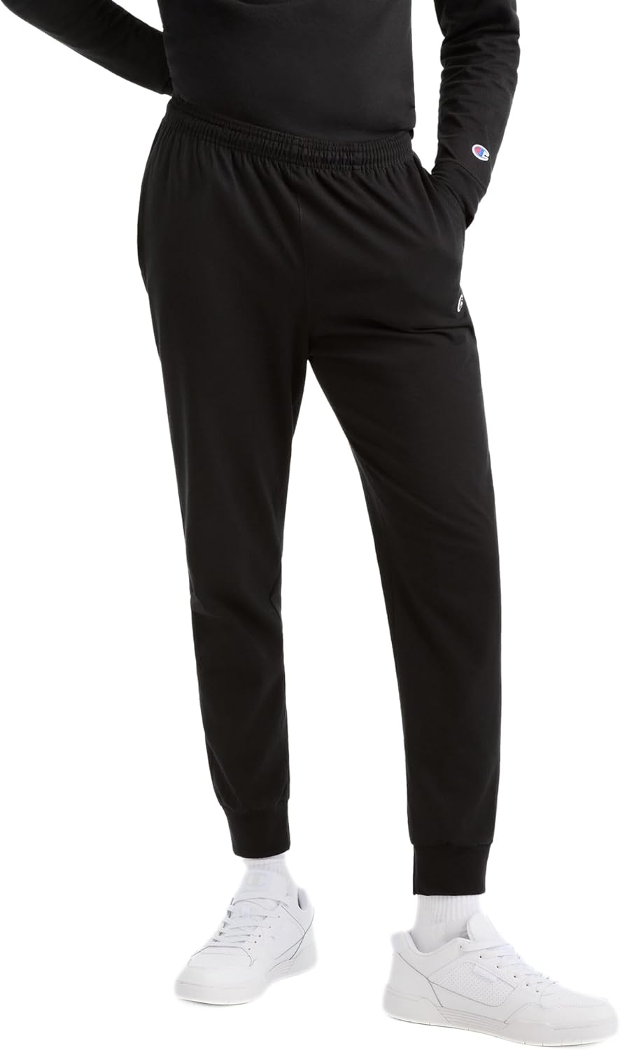 image:imageChampion Mens Joggers Everyday Cotton Lightweight Lounge Knit Pants for Men 31Black C Logo