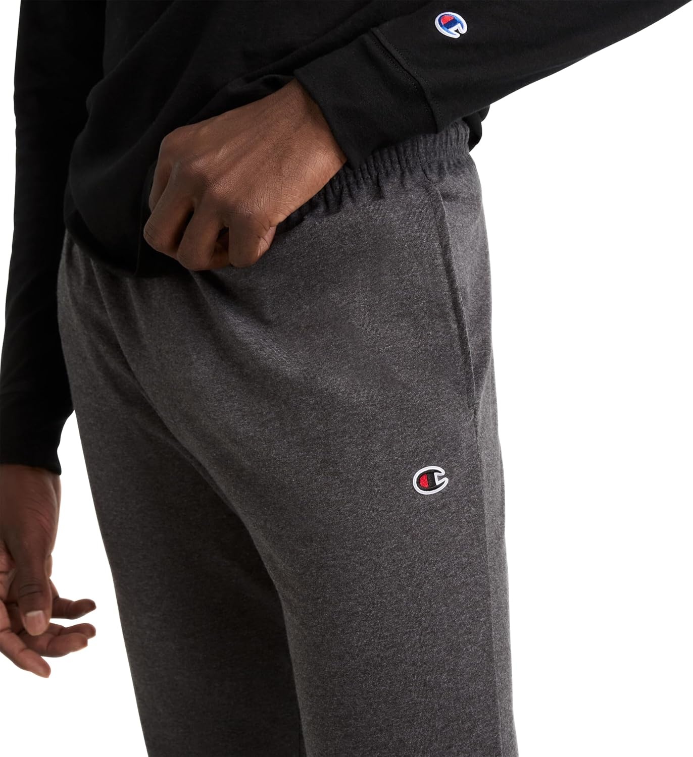 image:imageChampion Mens Joggers Everyday Cotton Lightweight Lounge Knit Pants for Men 31Granite Heather C Logo