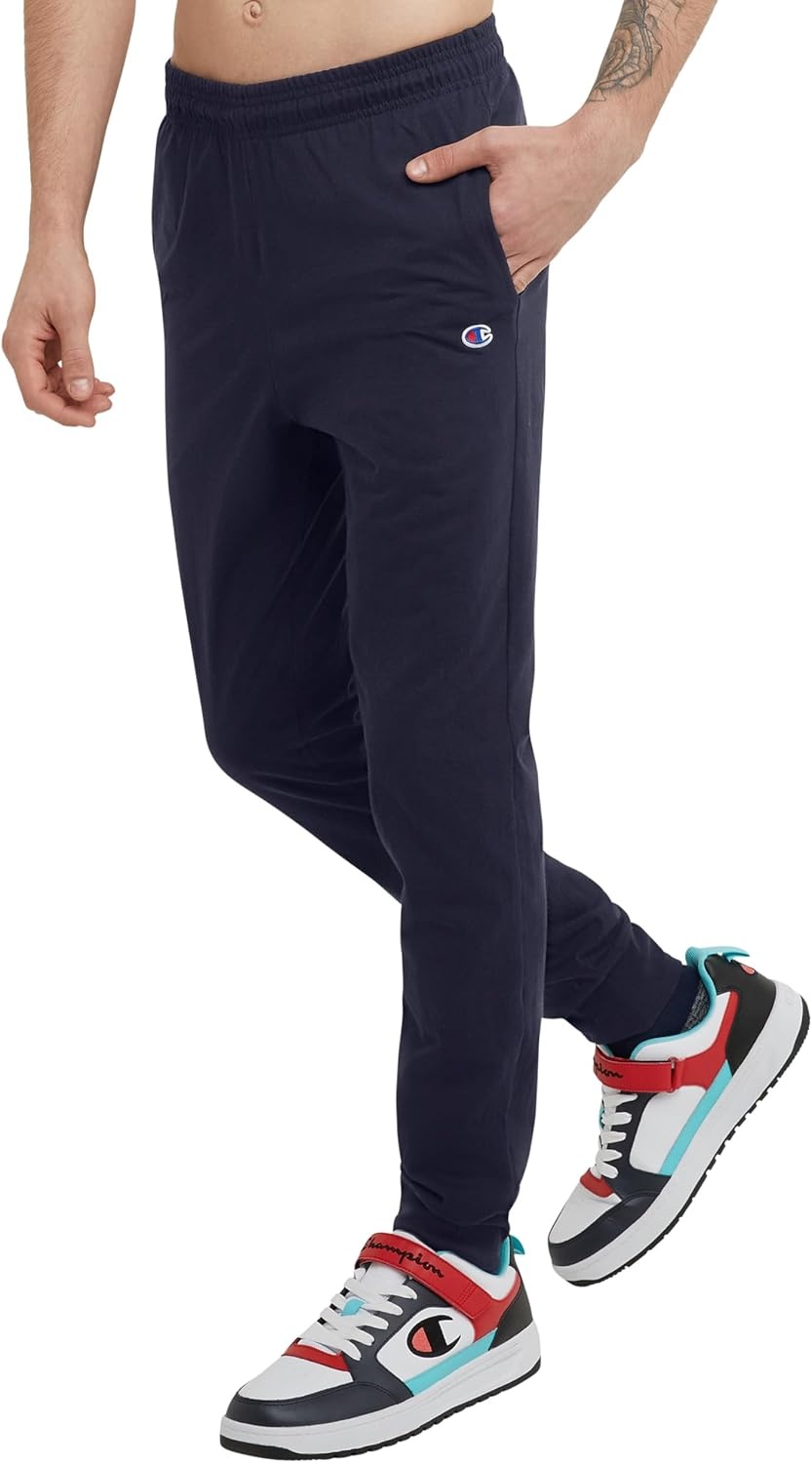 image:imageChampion Mens Joggers Everyday Cotton Lightweight Lounge Knit Pants for Men 31Navy C Logo