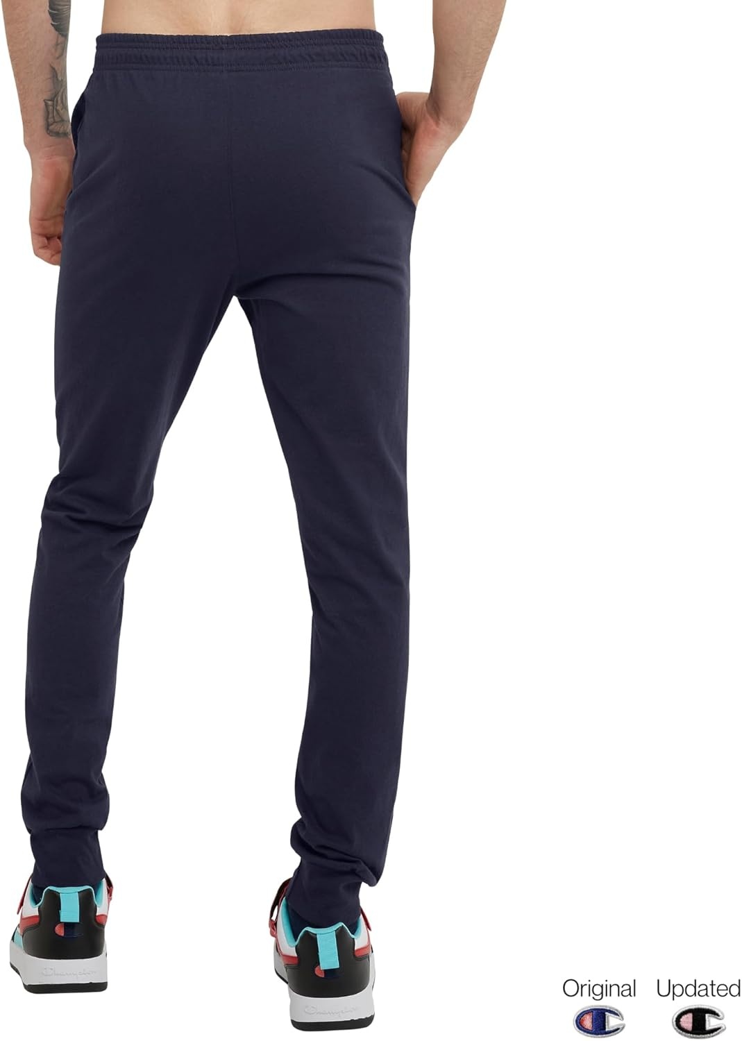 image:imageChampion Mens Joggers Everyday Cotton Lightweight Lounge Knit Pants for Men 31Navy C Logo