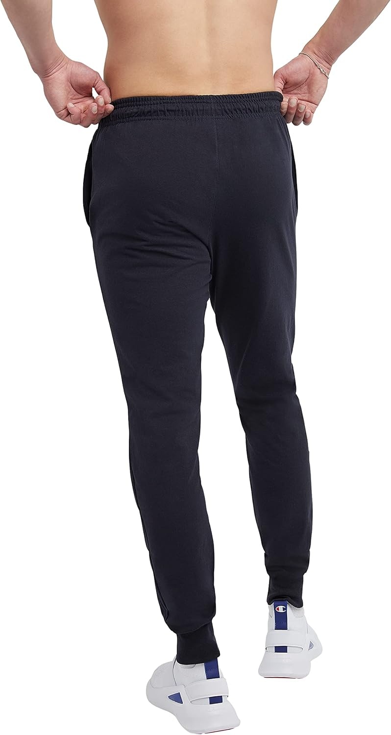 image:imageChampion Mens Joggers Everyday Cotton Lightweight Lounge Knit Pants for Men 31Navy Classic Script Logo