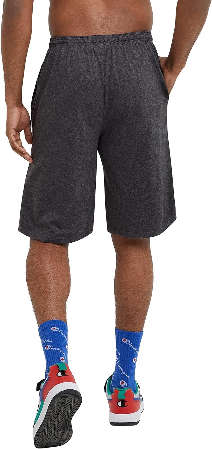 image:imageChampion Mens Lounge Shorts Standard Fit 9 Inch Inseam Lightweight 100 Cotton Available in Regular and Big amp TallGranite Gray Heather