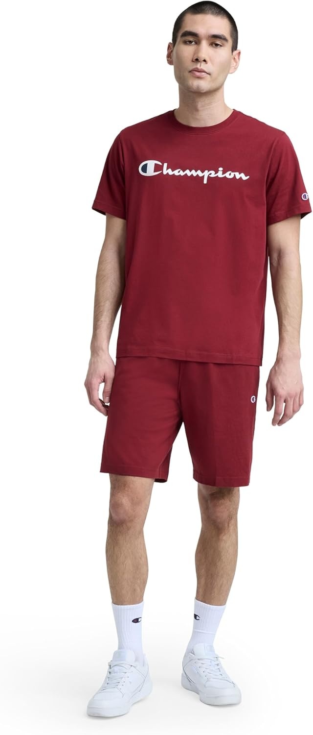 image:imageChampion Mens Lounge Shorts Standard Fit 9 Inch Inseam Lightweight 100 Cotton Available in Regular and Big amp TallPomegranate