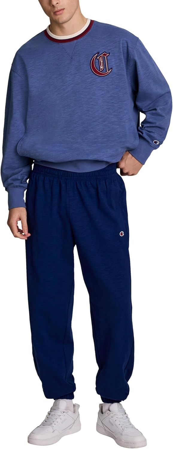image:imageChampion Mens Modern Retro 100 Washed Cotton Pants Loose FitBlue Depths