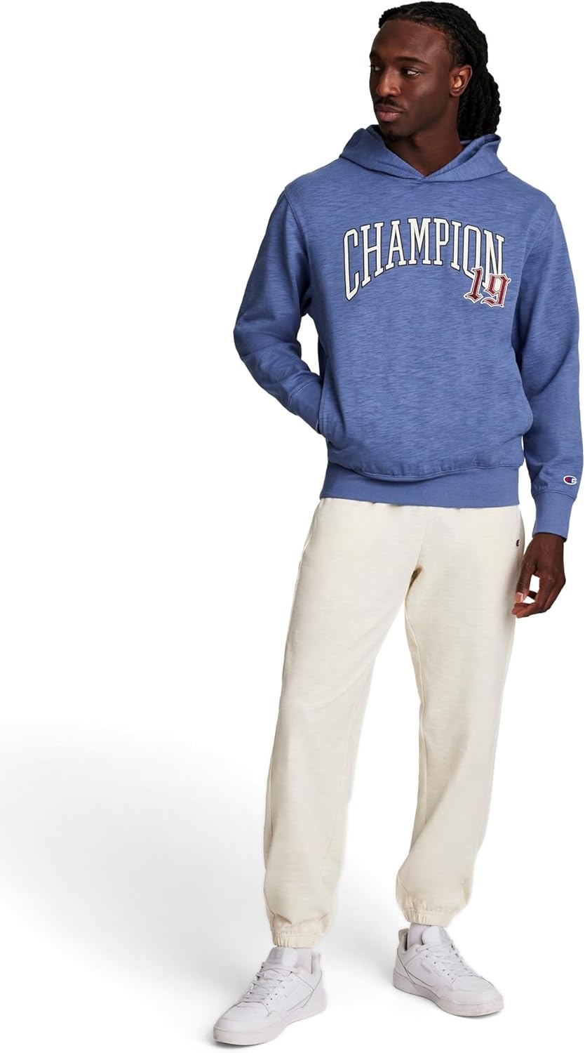 image:imageChampion Mens Modern Retro 100 Washed Cotton Pullover Hoodie Standard FitCoastal Fjord
