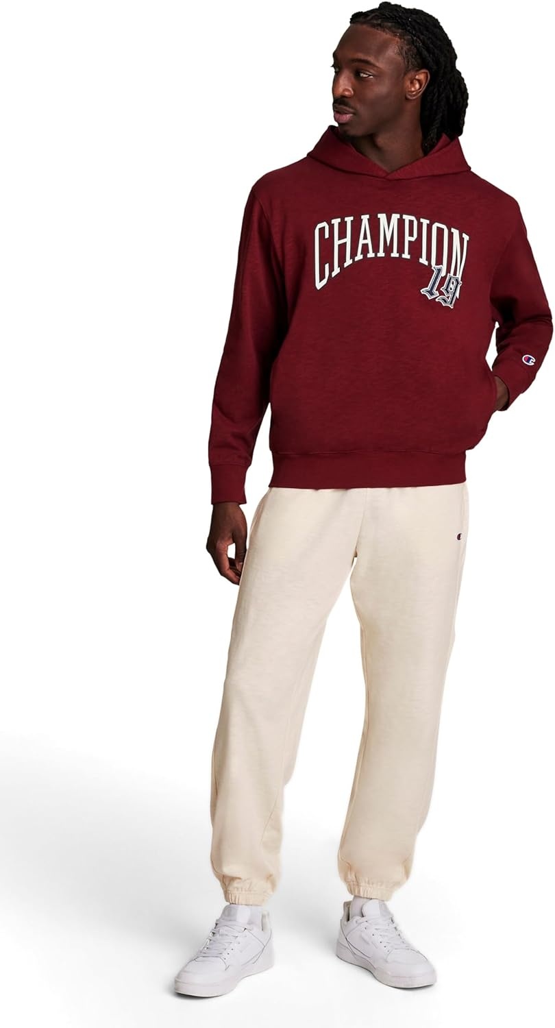 image:imageChampion Mens Modern Retro 100 Washed Cotton Pullover Hoodie Standard FitPomegranate