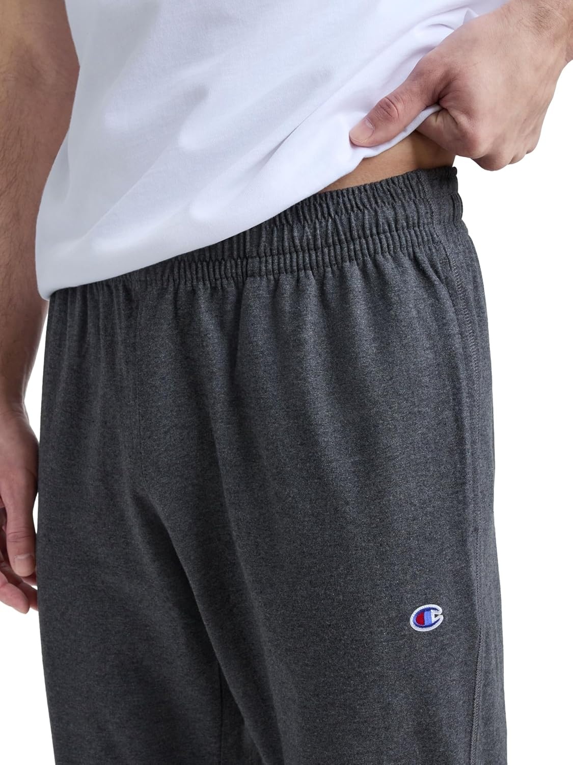 image:imageChampion Mens OpenBottom Lounge Pants Standard Fit Lightweight 100 Cotton Available in Regular and Big amp TallGranite Heather