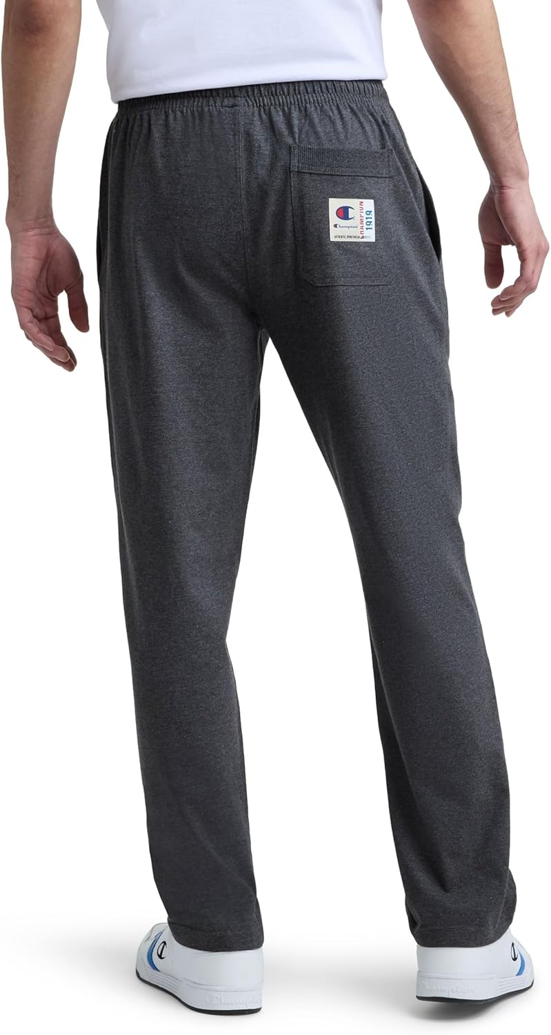 image:imageChampion Mens OpenBottom Lounge Pants Standard Fit Lightweight 100 Cotton Available in Regular and Big amp TallGranite Heather