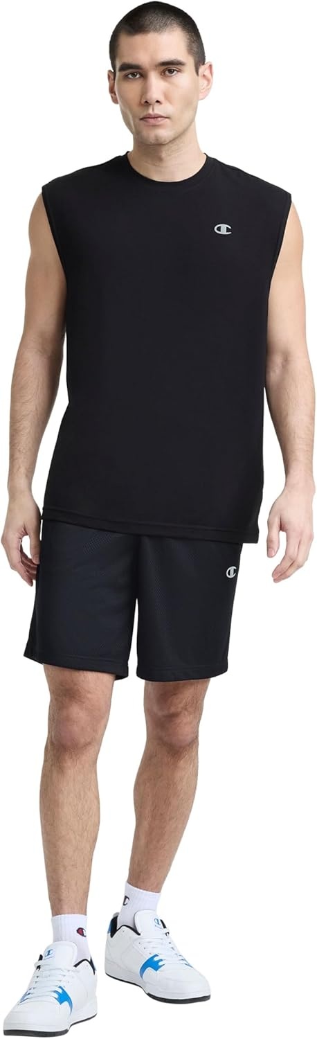 image:imageChampion Mens Performance 9 Mesh Shorts Standard Fit Lightweight Available in Regular and Big amp TallBlack C Logo
