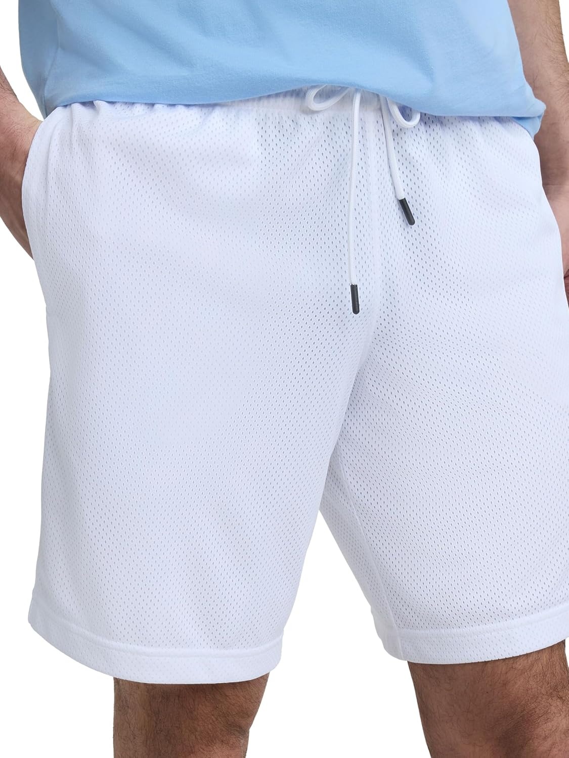 image:imageChampion Mens Performance 9 Mesh Shorts Standard Fit Lightweight Available in Regular and Big amp TallBright White C Logo