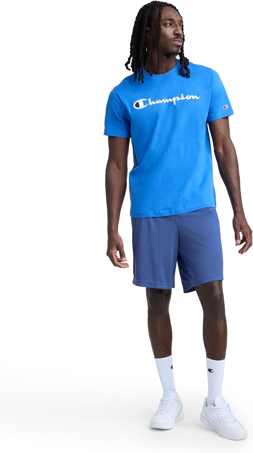 image:imageChampion Mens Performance 9 Mesh Shorts Standard Fit Lightweight Available in Regular and Big amp TallCoastal Fjord C Logo