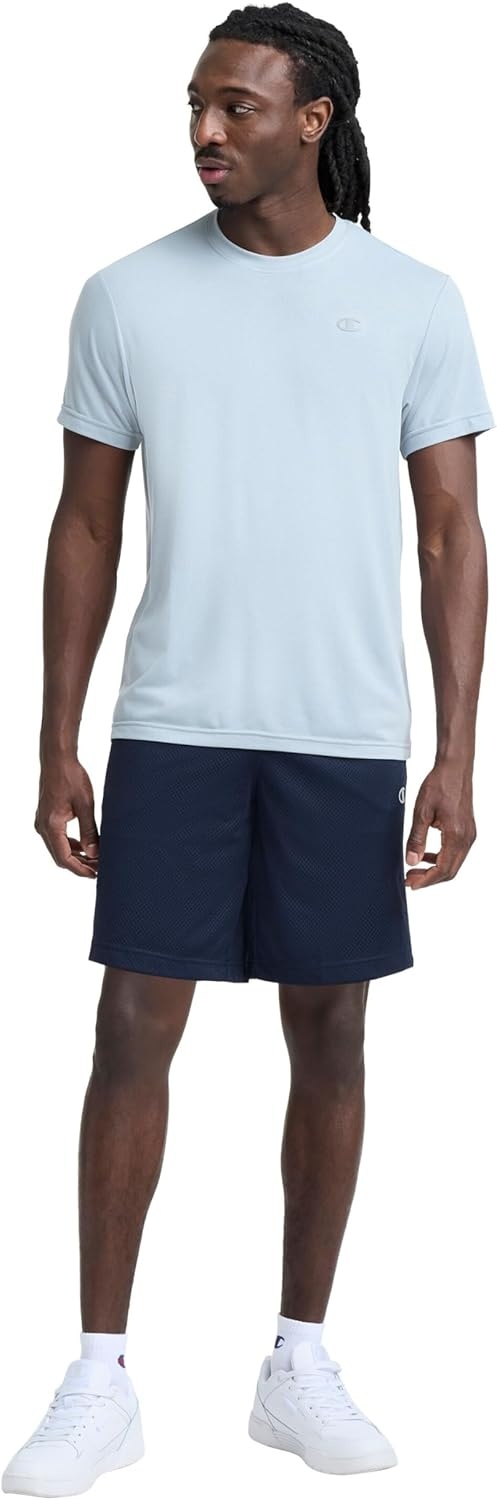 image:imageChampion Mens Performance 9 Mesh Shorts Standard Fit Lightweight Available in Regular and Big amp TallDeep Navy C Logo