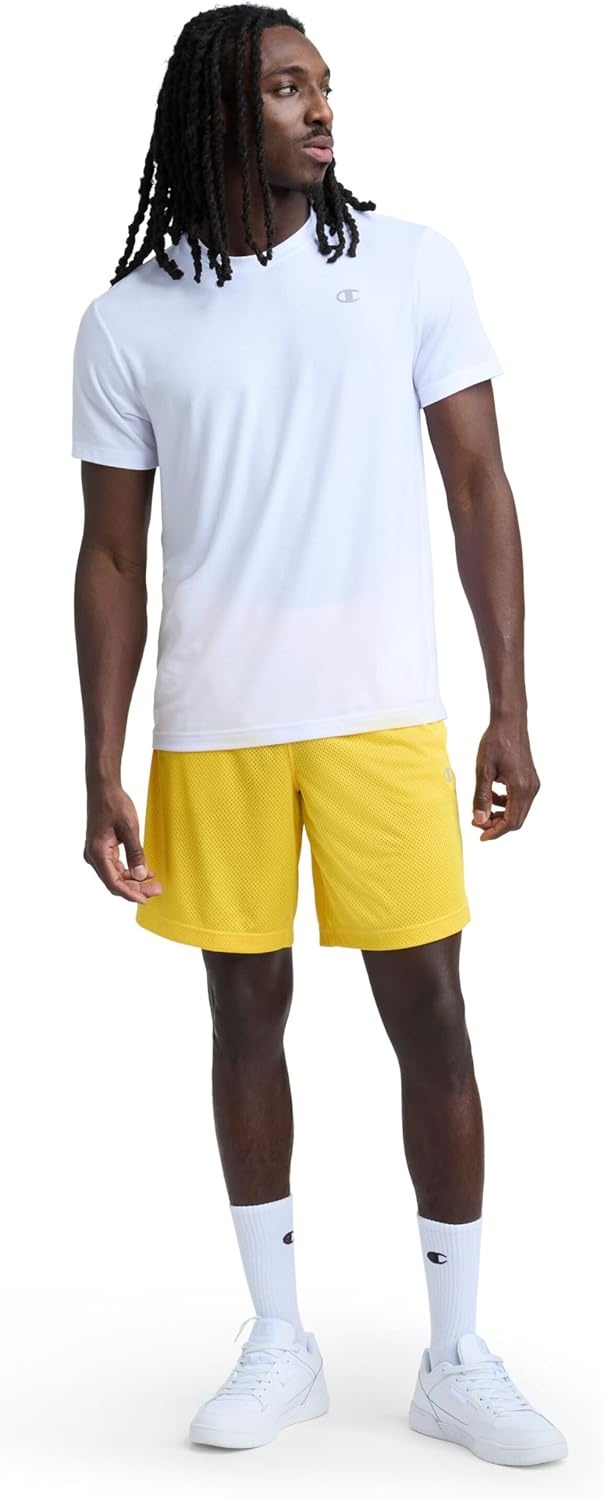 image:imageChampion Mens Performance 9 Mesh Shorts Standard Fit Lightweight Available in Regular and Big amp TallFreesia C Logo