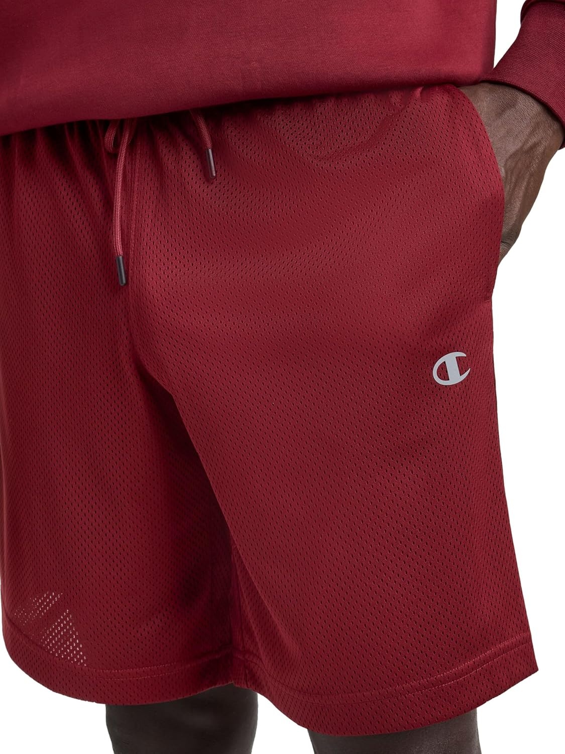 image:imageChampion Mens Performance 9 Mesh Shorts Standard Fit Lightweight Available in Regular and Big amp TallPomegranate C Logo