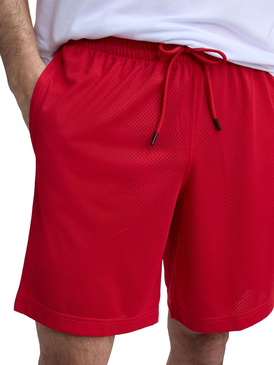 image:imageChampion Mens Performance 9 Mesh Shorts Standard Fit Lightweight Available in Regular and Big amp TallTango Red C Logo