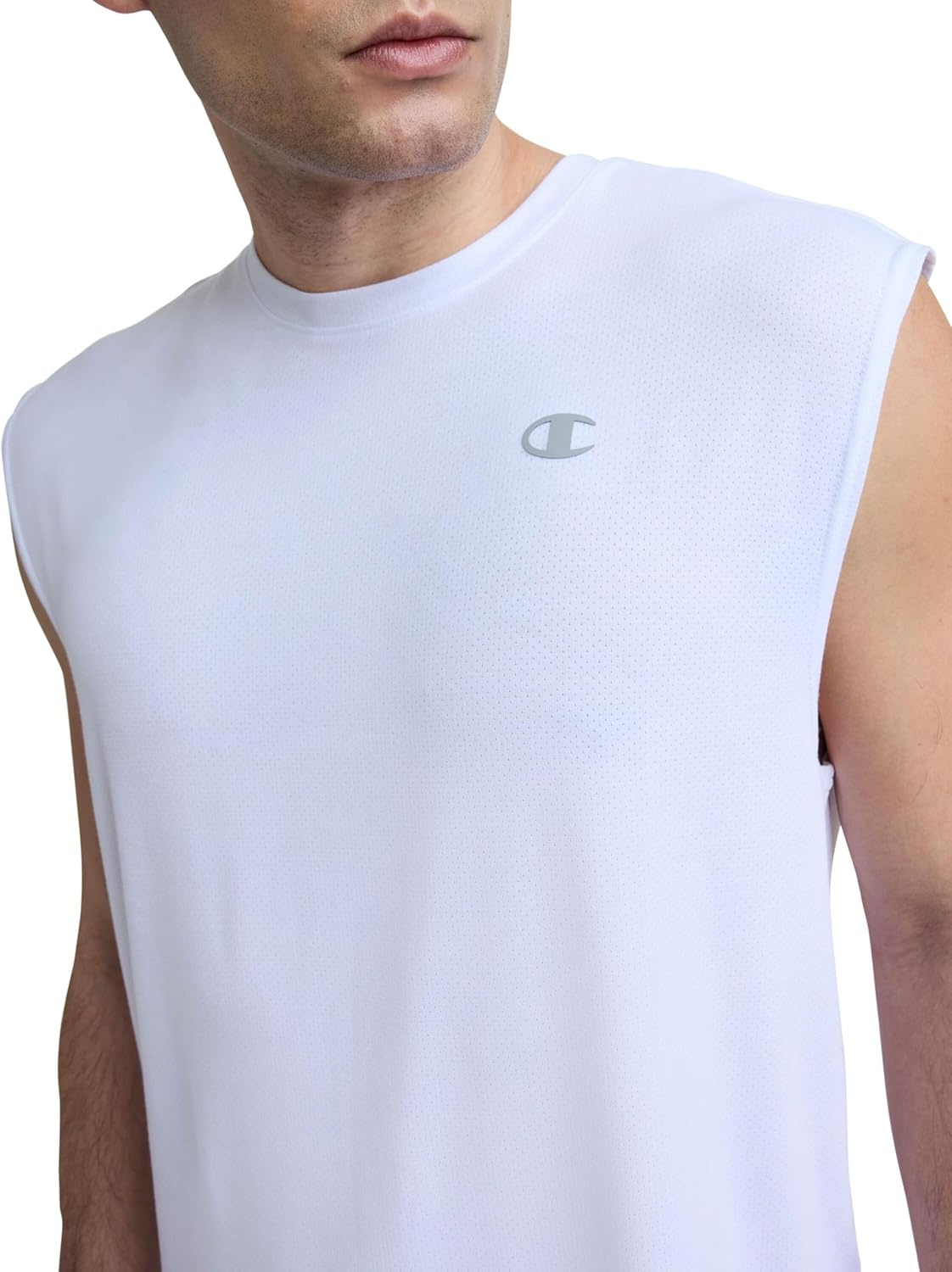 image:imageChampion Mens Performance Sport Crewneck Muscle Tee Standard Fit Lightweight BreathableBright White