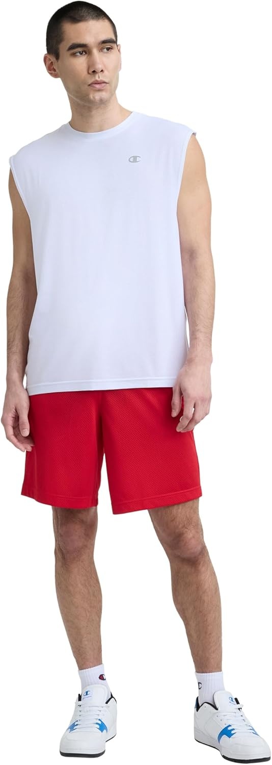 image:imageChampion Mens Performance Sport Crewneck Muscle Tee Standard Fit Lightweight BreathableBright White