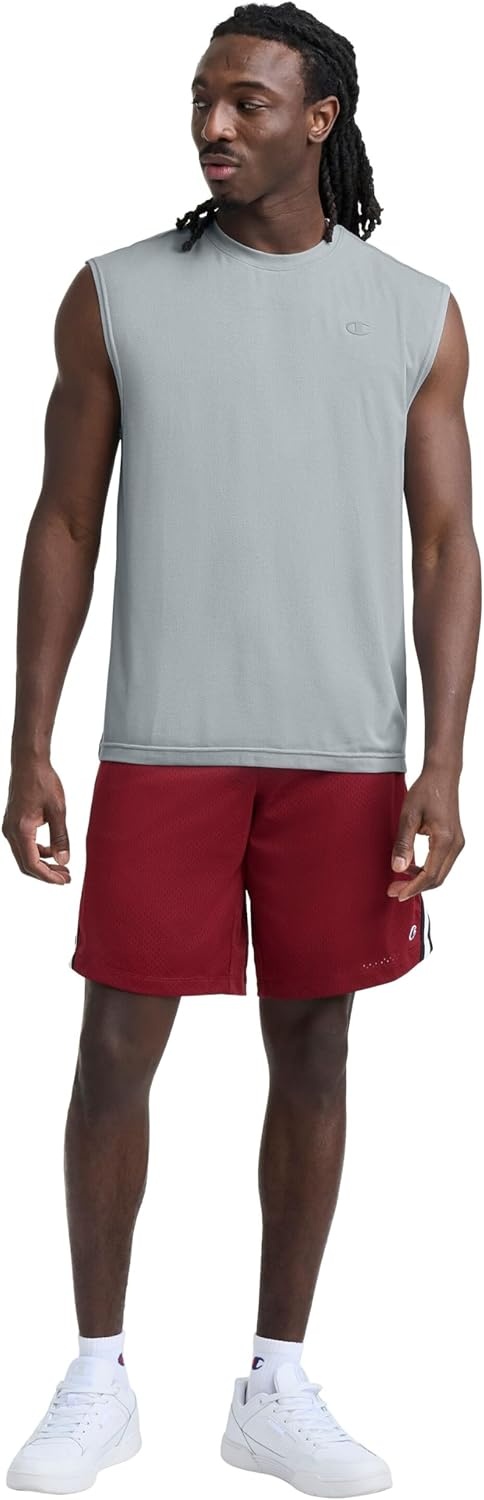 image:imageChampion Mens Performance Sport Crewneck Muscle Tee Standard Fit Lightweight BreathableQuarry