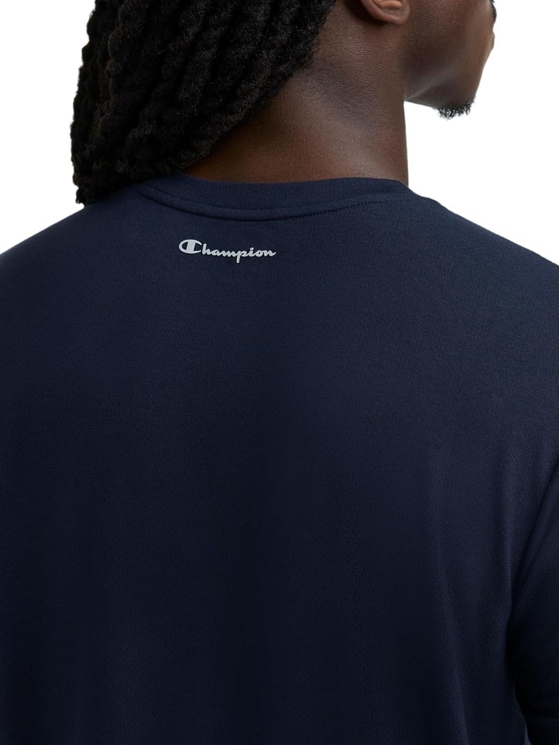 image:imageChampion Mens Performance Sport Crewneck Short Sleeve TShirt Standard Fit Lightweight BreathableDeep Navy C Logo