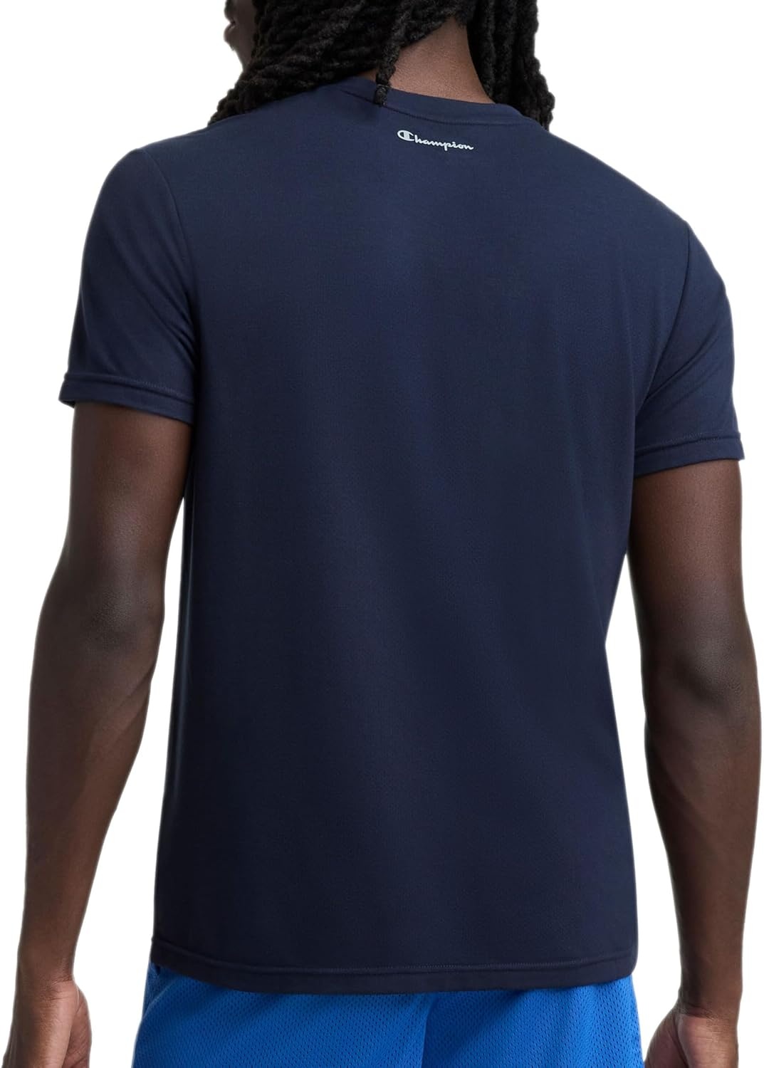 image:imageChampion Mens Performance Sport Crewneck Short Sleeve TShirt Standard Fit Lightweight BreathableDeep Navy C Logo