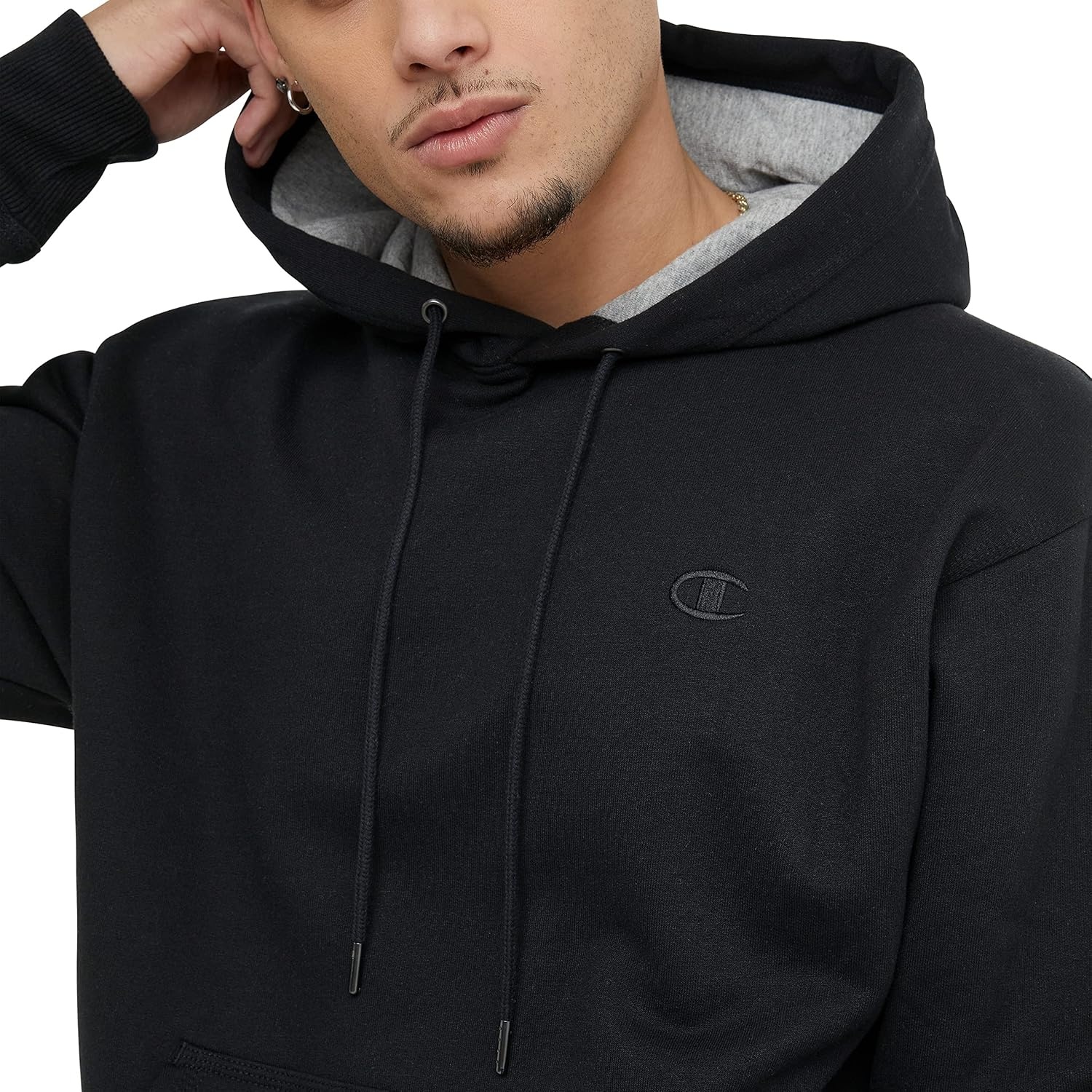 image:imageChampion Mens Pullover Fleece Hoodie Standard Fit Midweight C Logo Available in Regular and Big amp TallBlack