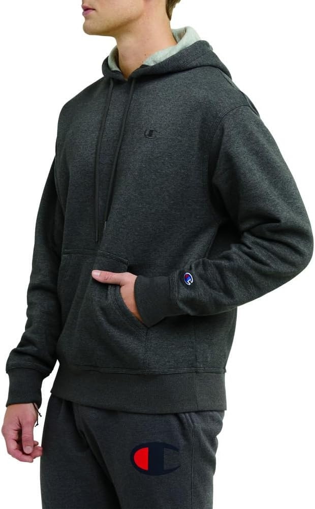image:imageChampion Mens Pullover Fleece Hoodie Standard Fit Midweight C Logo Available in Regular and Big amp TallGranite Heather C Logo