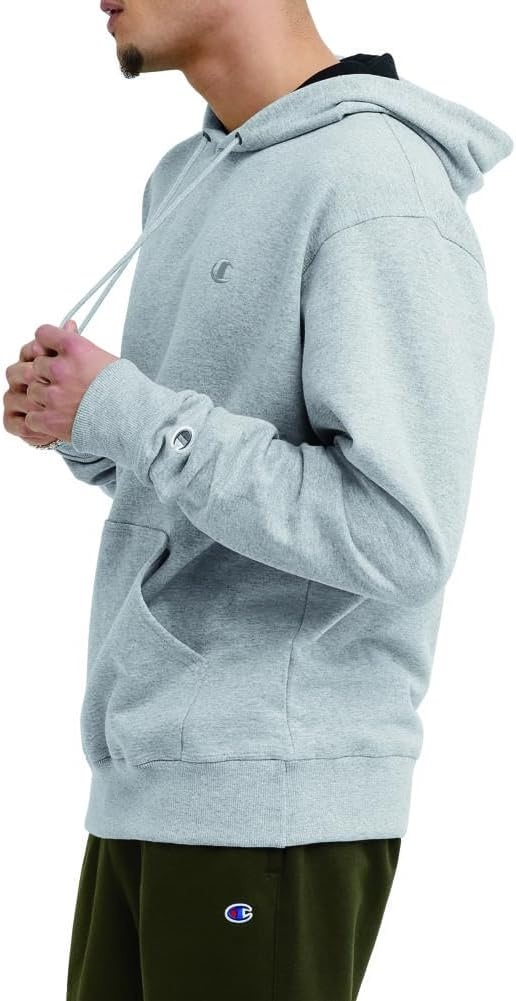 image:imageChampion Mens Pullover Fleece Hoodie Standard Fit Midweight C Logo Available in Regular and Big amp TallPlatinum Silver Heather