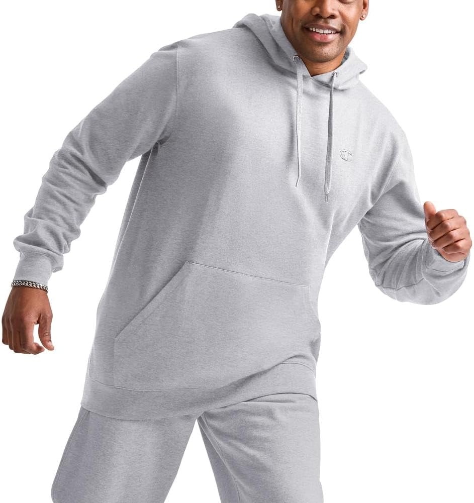 image:imageChampion Mens Pullover Fleece Hoodie Standard Fit Midweight C Logo Available in Regular and Big amp TallPlatinum Silver Heather
