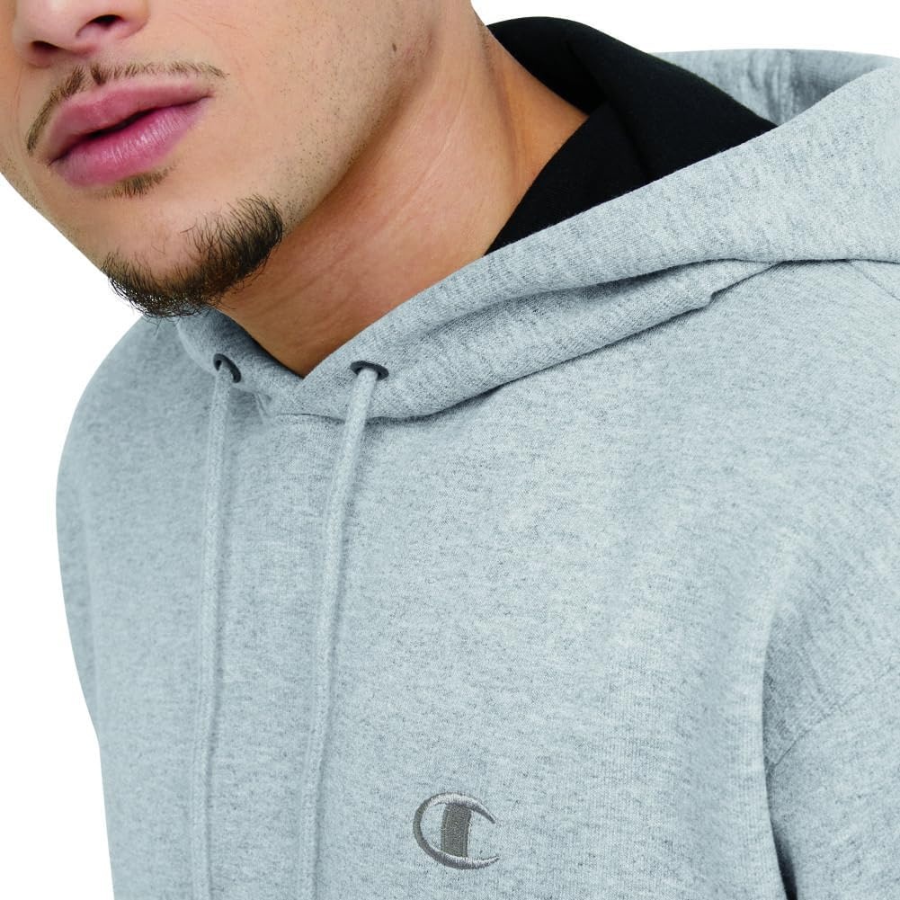 image:imageChampion Mens Pullover Fleece Hoodie Standard Fit Midweight C Logo Available in Regular and Big amp TallPlatinum Silver Heather