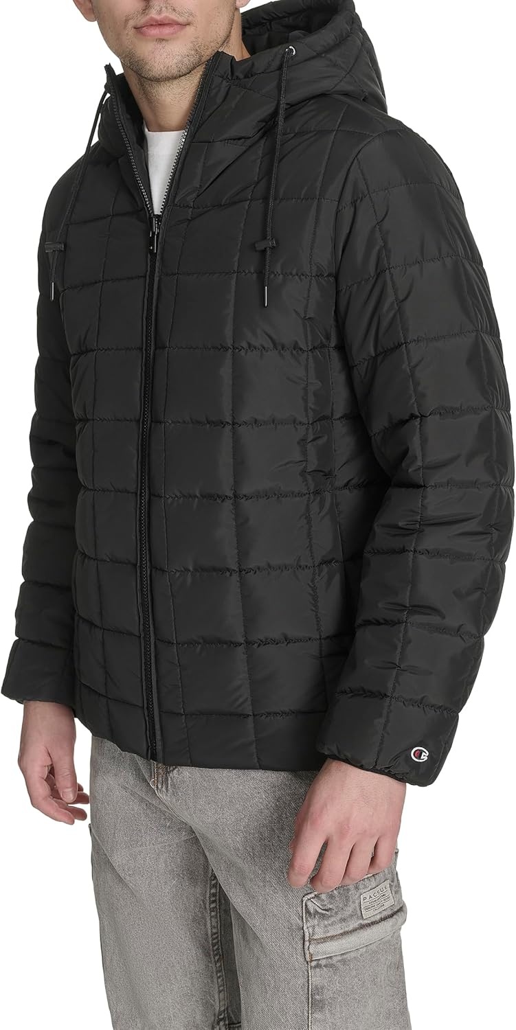 image:imageChampion Mens Reversible Box Quilted Hooded JacketBlackBlack