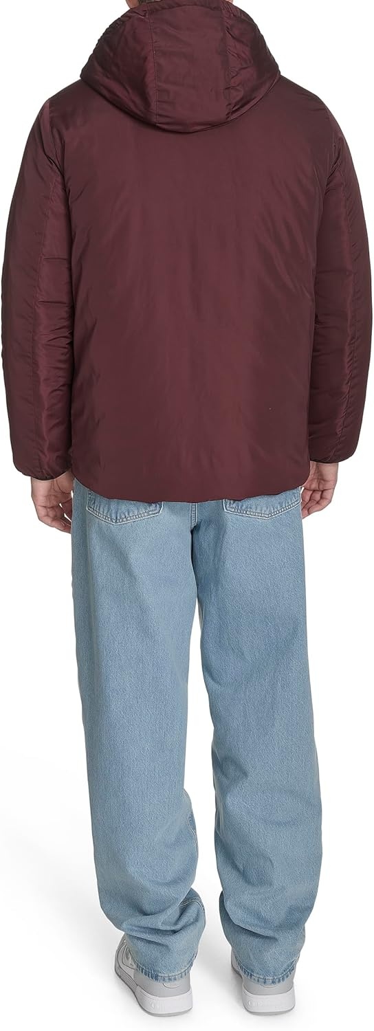 image:imageChampion Mens Reversible Box Quilted Hooded JacketBlackBurgundy
