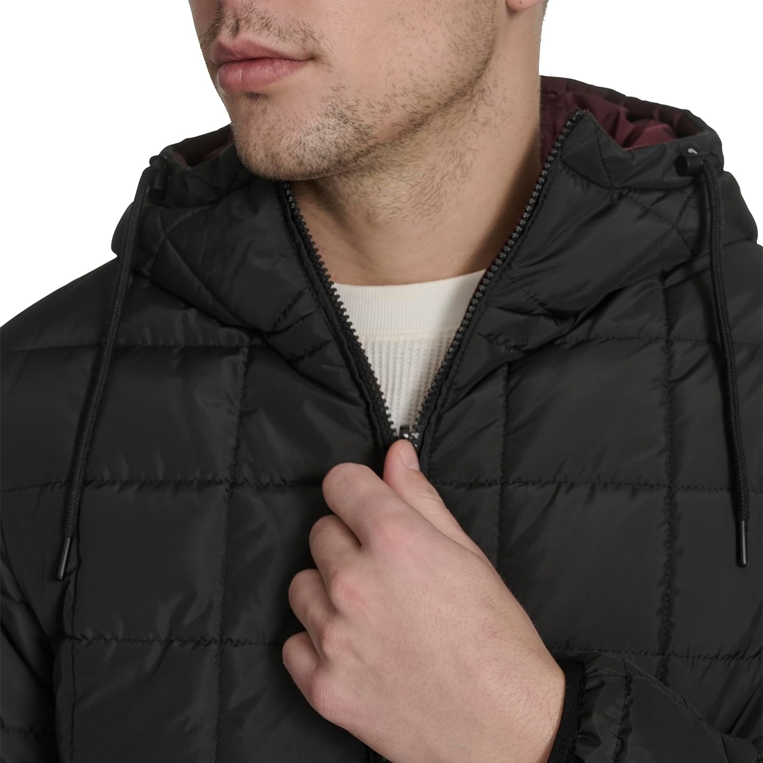 image:imageChampion Mens Reversible Box Quilted Hooded JacketBlackBurgundy