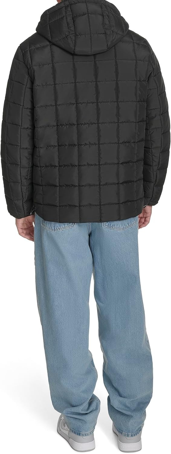 image:imageChampion Mens Reversible Box Quilted Hooded JacketBlackBurgundy