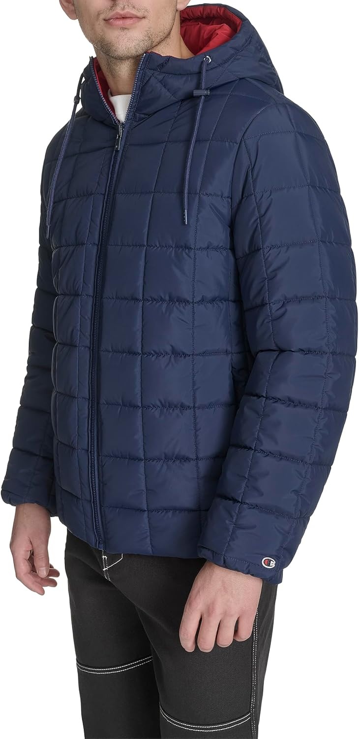 image:imageChampion Mens Reversible Box Quilted Hooded JacketNavyRed