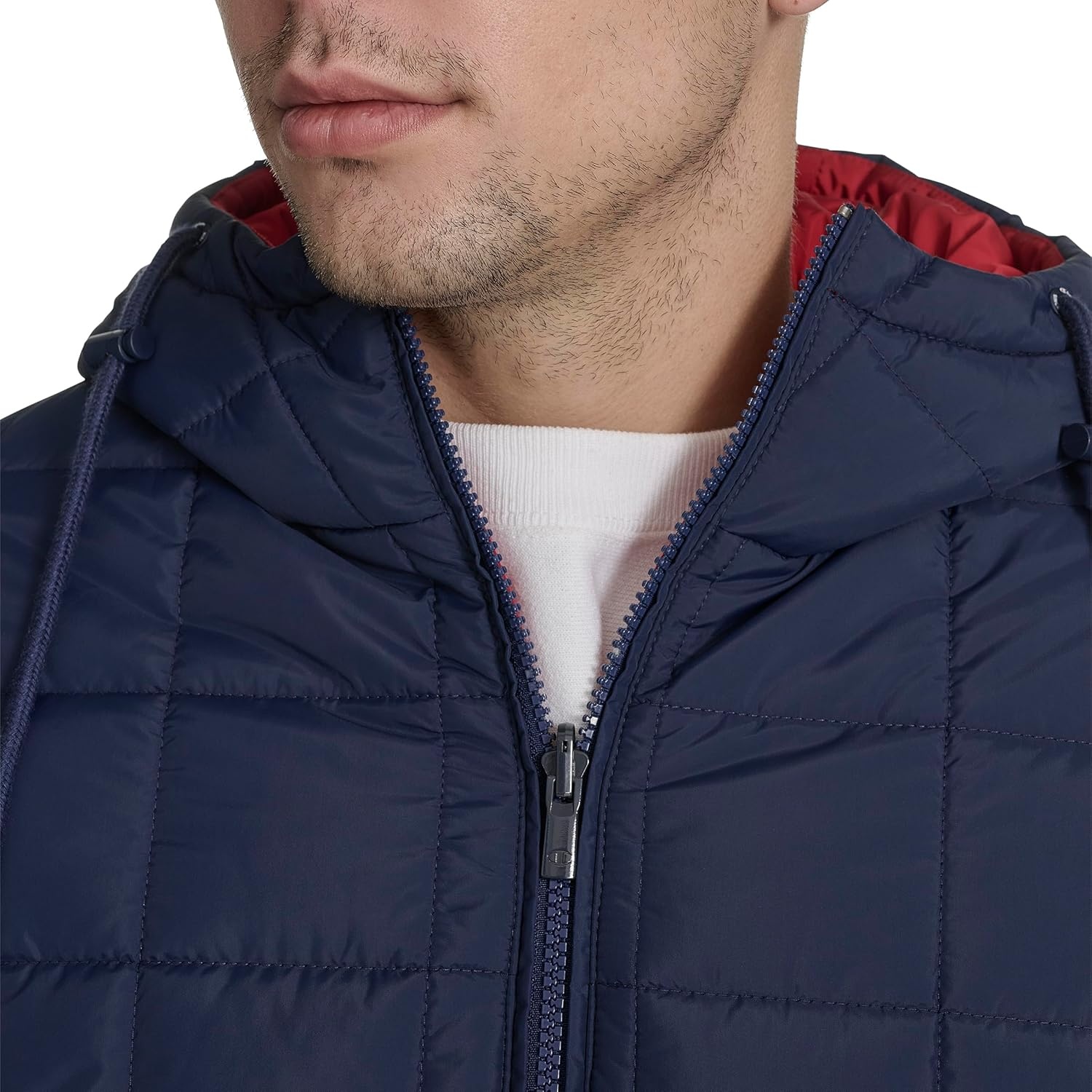 image:imageChampion Mens Reversible Box Quilted Hooded JacketNavyRed